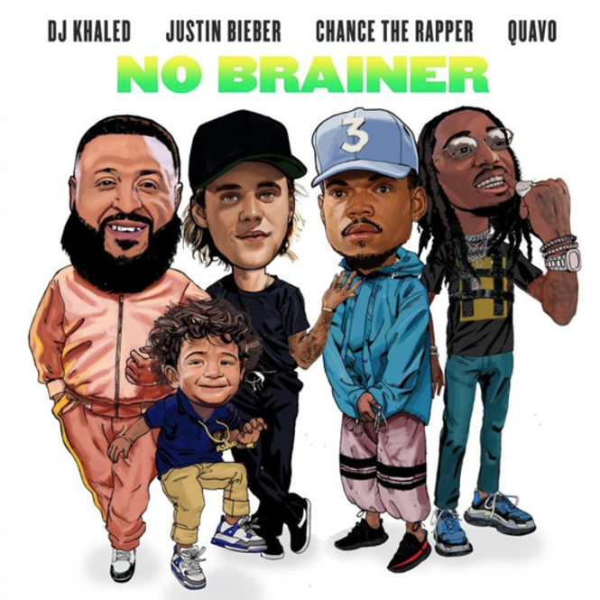 DJ Khaled, Chance the Rapper, Quavo, Justin Bieber - No Brainer notas para el fortepiano