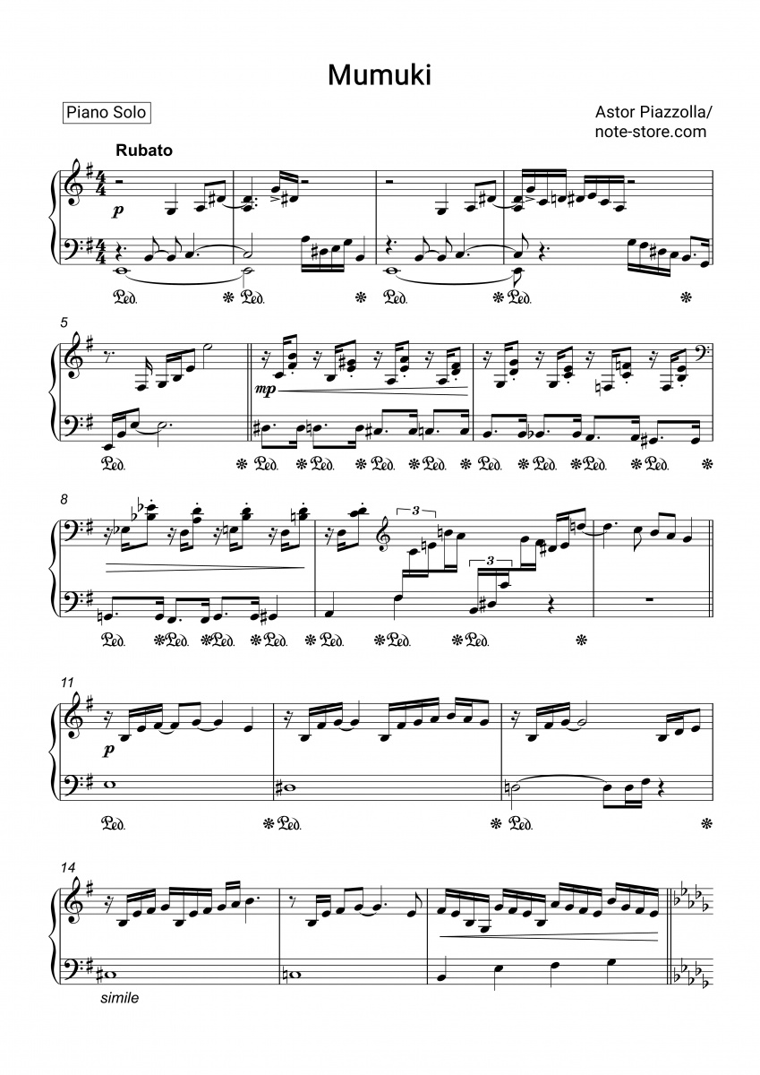 Astor Piazzolla - Mumuki notas para el fortepiano