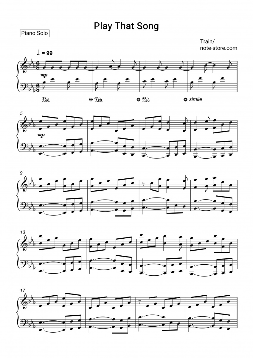 Train Play That Song notas para el fortepiano descargar para los