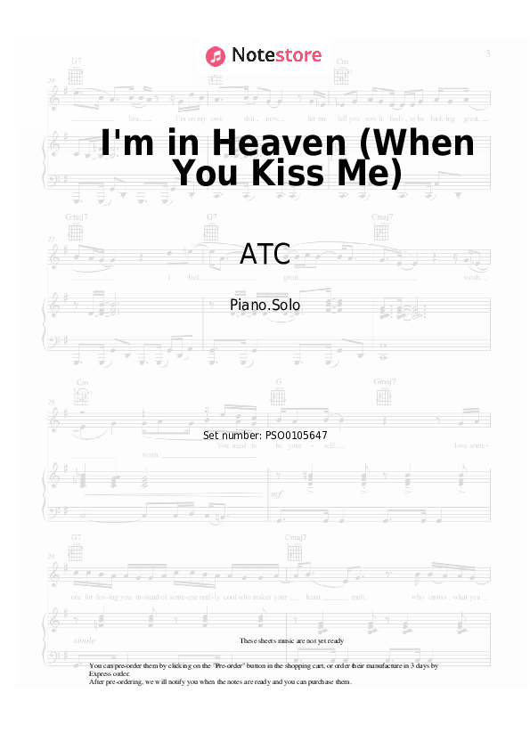 Notas ATC - I'm in Heaven (When You Kiss Me) - Piano.Solo