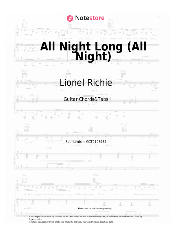 Acordes Lionel Richie - All Night Long (All Night) - Guitar.Chords&Tabs