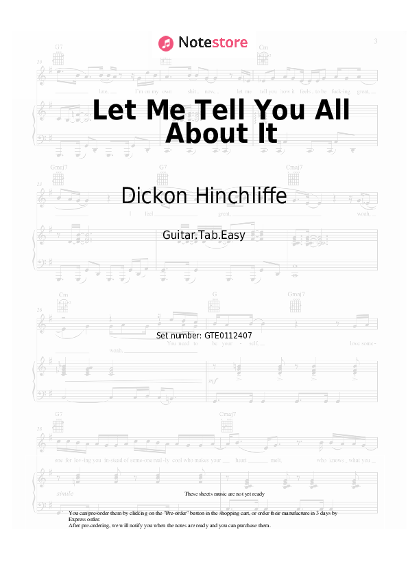 Pestañas fáciles Dickon Hinchliffe - Let Me Tell You All About It - Guitarra.Tablatura.Einfach