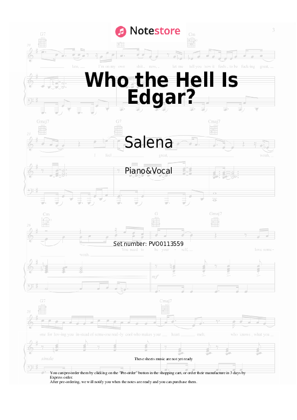 Partituras con voz. Teya, Salena - Who the Hell Is Edgar? - Piano&Vocal