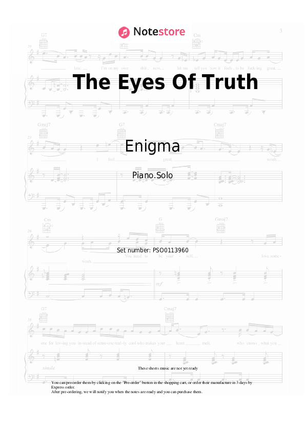 Enigma - The Eyes Of Truth notas para el fortepiano