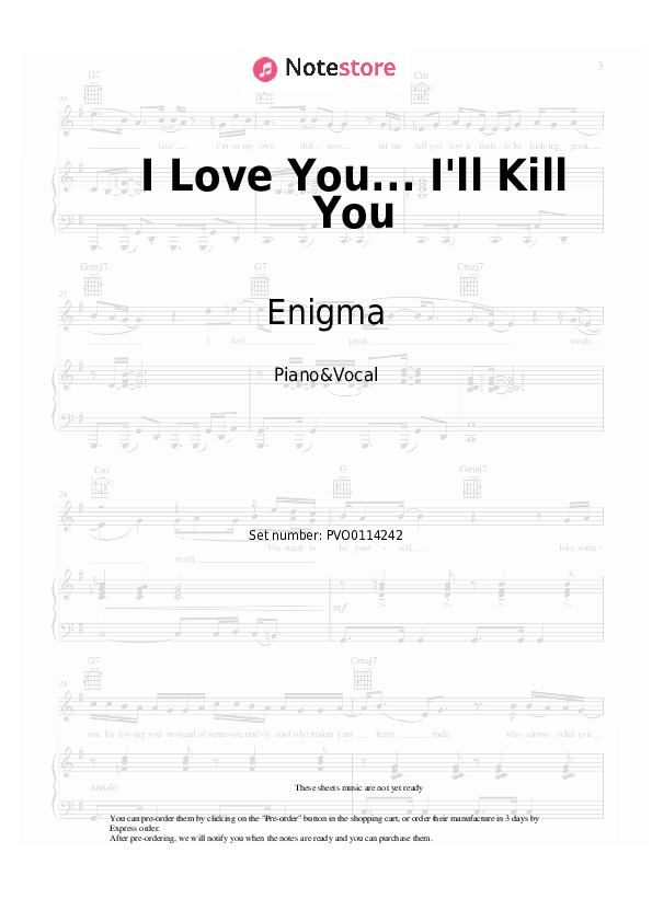 Partituras con voz. Enigma - I Love You... I'll Kill You - Piano&Vocal