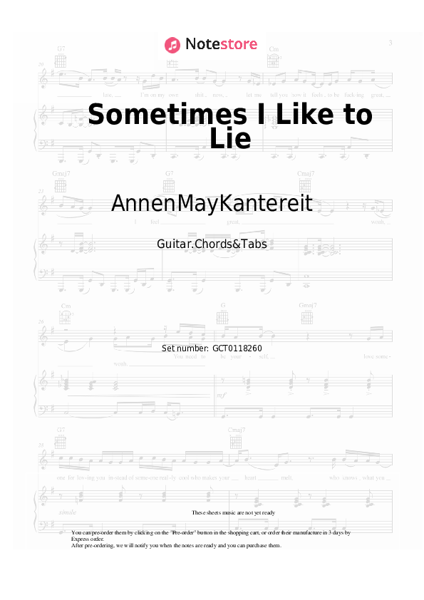 Acordes AnnenMayKantereit - Sometimes I Like to Lie - Guitar.Chords&Tabs