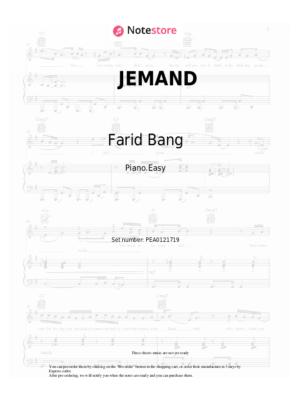 Notas ligeras Farid Bang - JEMAND - Piano.Easy