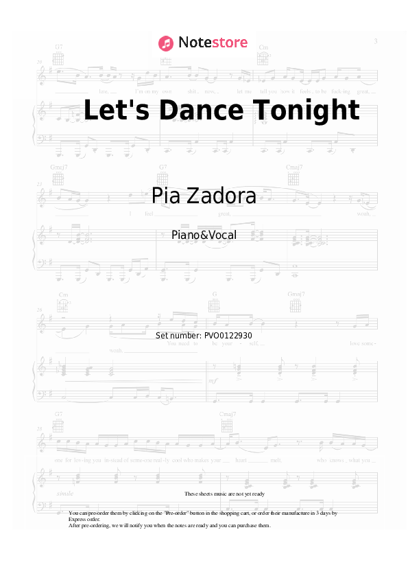 Partituras con voz. Pia Zadora - Let's Dance Tonight - Piano&Vocal