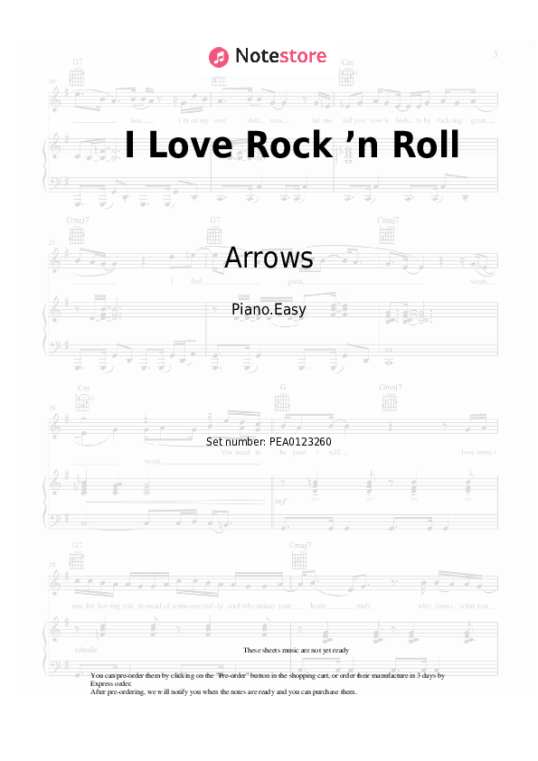 Notas ligeras Arrows - I Love Rock ’n Roll - Piano.Easy