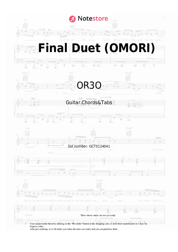 Acordes OR3O - Final Duet (OMORI) - Guitar.Chords&Tabs