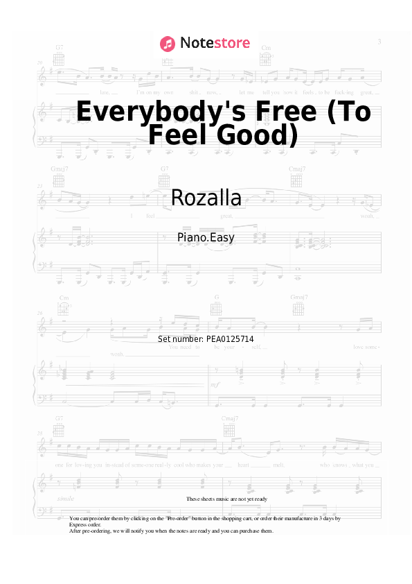 Notas ligeras Rozalla - Everybody's Free (To Feel Good) - Piano.Easy