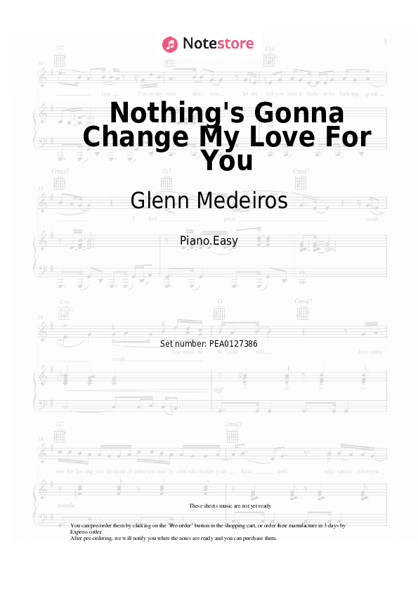 Notas ligeras Glenn Medeiros - Nothing's Gonna Change My Love For You - Piano.Easy