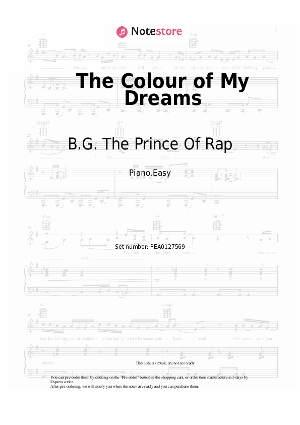 Notas ligeras B.G. The Prince Of Rap - The Colour of My Dreams - Piano.Easy