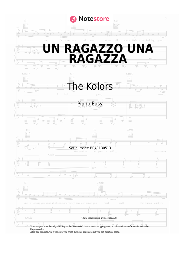 Notas ligeras The Kolors - UN RAGAZZO UNA RAGAZZA - Piano.Easy