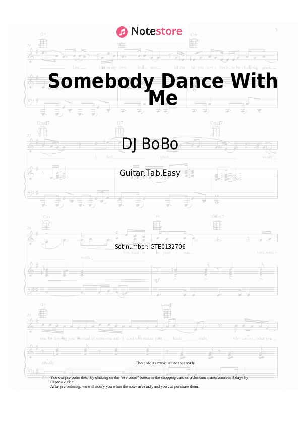 Pestañas fáciles DJ BoBo - Somebody Dance With Me - Guitarra.Tablatura.Einfach