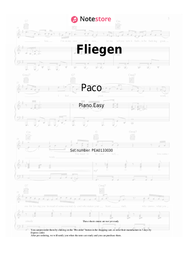 Notas ligeras Paco - Fliegen - Piano.Easy