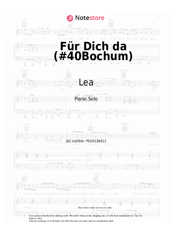 Notas Lea, Herbert Grönemeyer - Für Dich da (#40Bochum) - Piano.Solo