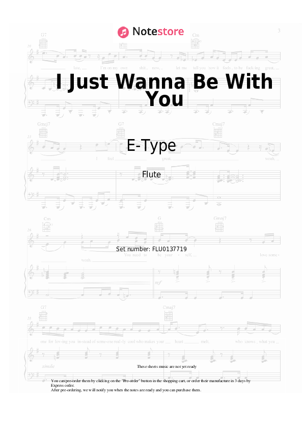 Notas E-Type - I Just Wanna Be With You - Flauta