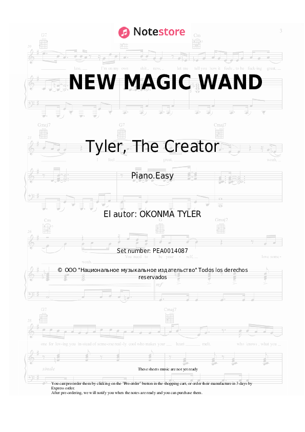 Tyler, The Creator - NEW MAGIC WAND notas para el fortepiano