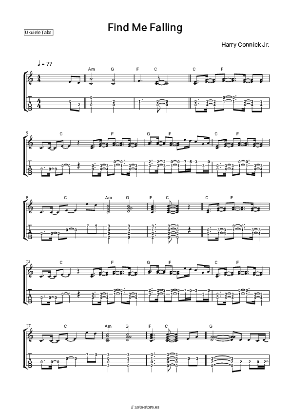 Notas Harry Connick Jr. - Find Me Falling - Ukelele
