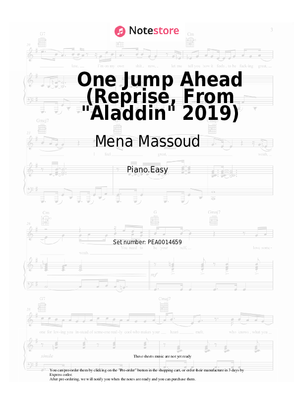 Notas ligeras Mena Massoud - One Jump Ahead (Reprise, From Aladdin 2019) - Piano.Easy