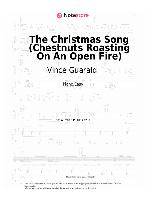 Notas ligeras Vince Guaraldi - The Christmas Song (Chestnuts Roasting On An Open Fire) - Piano.Easy