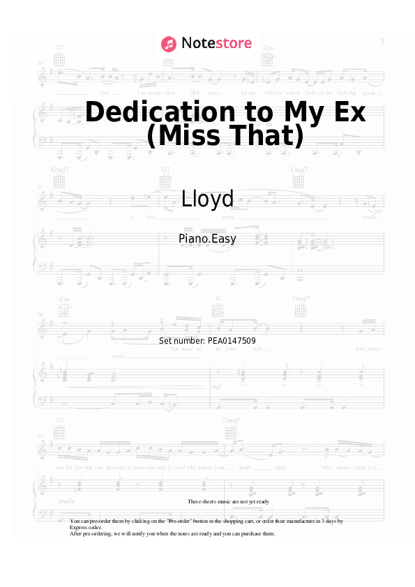 Notas ligeras Lloyd, Lil Wayne, André 3000 - Dedication to My Ex (Miss That) - Piano.Easy