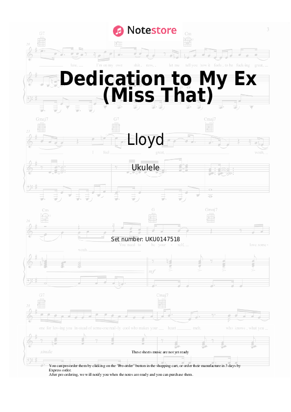 Notas Lloyd, Lil Wayne, André 3000 - Dedication to My Ex (Miss That) - Ukelele