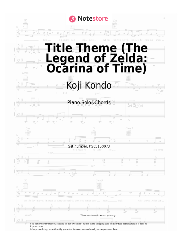 Notas y acordes Koji Kondo - Title Theme (The Legend of Zelda: Ocarina of Time) - Piano.Solo&Chords