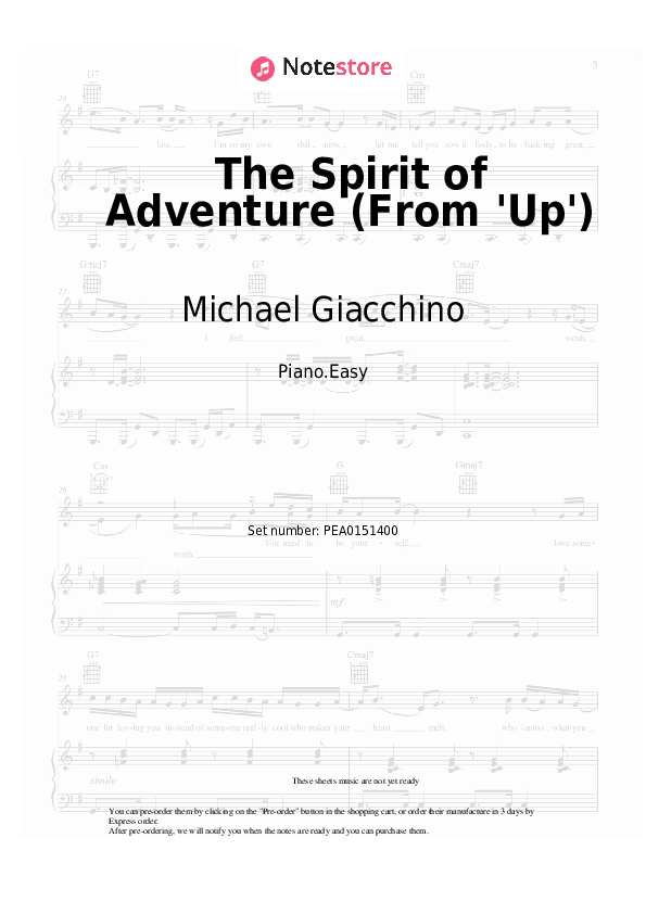 Notas ligeras Michael Giacchino - The Spirit of Adventure (From 'Up') - Piano.Easy