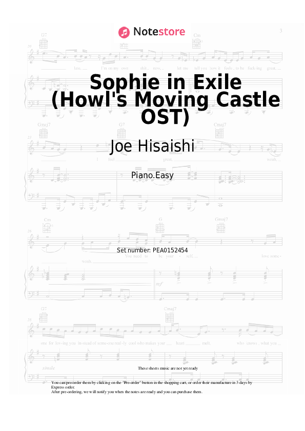 Notas ligeras Joe Hisaishi - Sophie in Exile (Howl's Moving Castle OST) - Piano.Easy