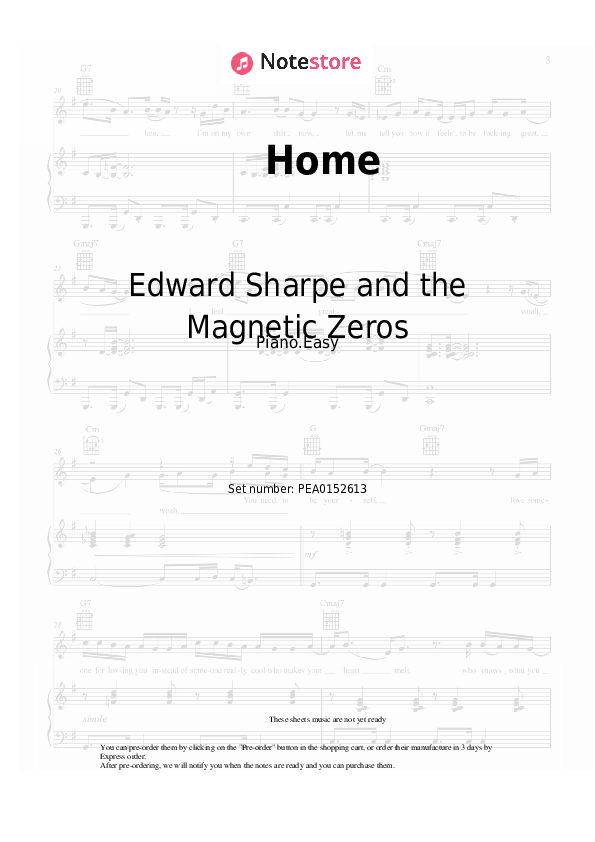 Notas ligeras Edward Sharpe and the Magnetic Zeros - Home - Piano.Easy