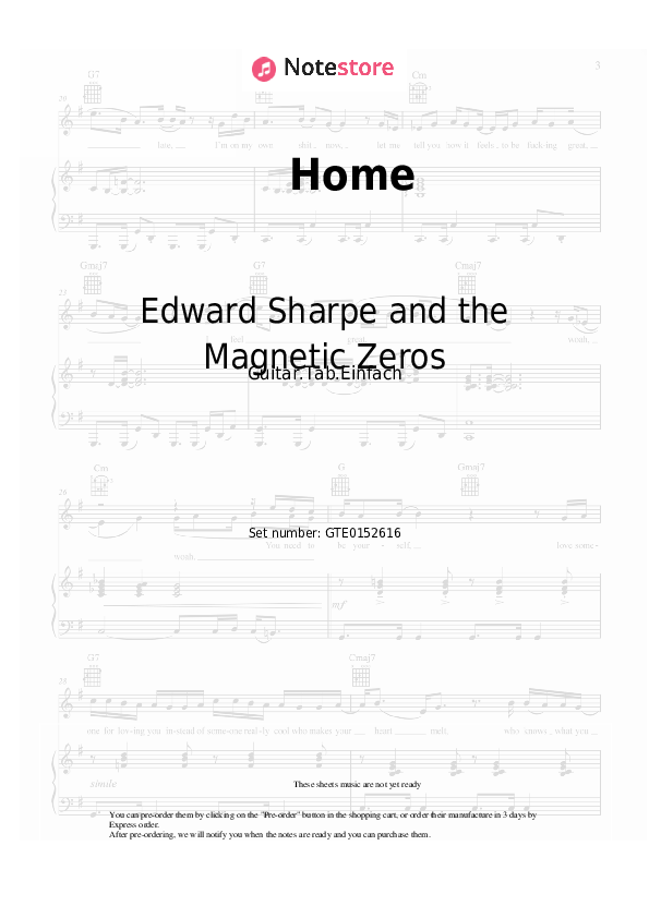 Pestañas fáciles Edward Sharpe and the Magnetic Zeros - Home - Guitarra.Tablatura.Einfach