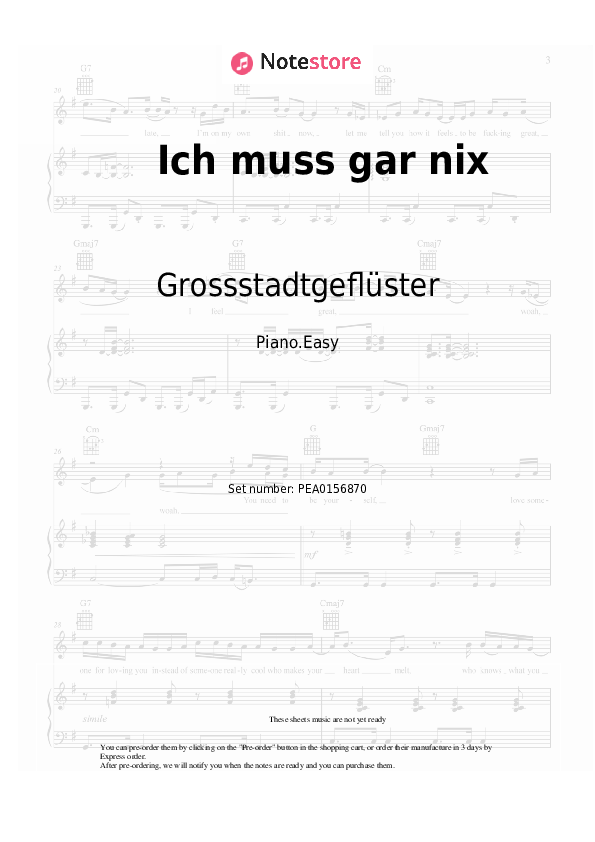 Notas ligeras Grossstadtgeflüster - Ich muss gar nix - Piano.Easy