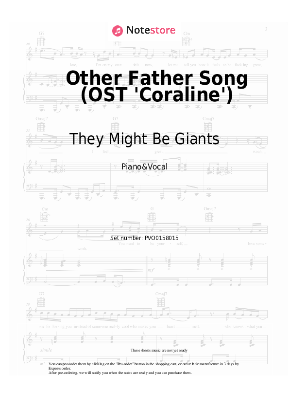 Partituras con voz. They Might Be Giants, Bruno Coulais - Other Father Song (OST 'Coraline') - Piano&Vocal