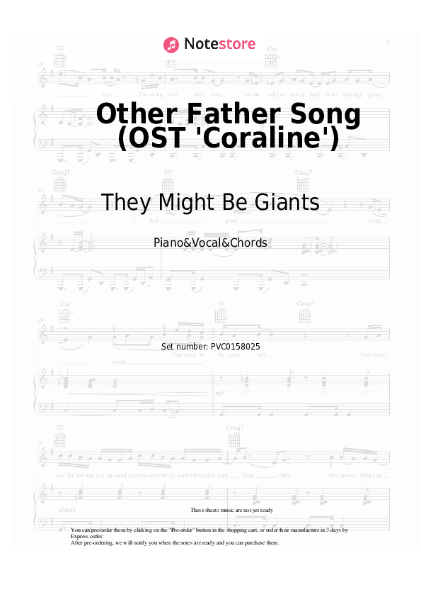 Notas y acordes They Might Be Giants, Bruno Coulais - Other Father Song (OST 'Coraline') - Piano&Vocal&Chords