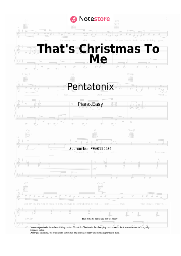 Notas ligeras Pentatonix - That's Christmas To Me - Piano.Easy