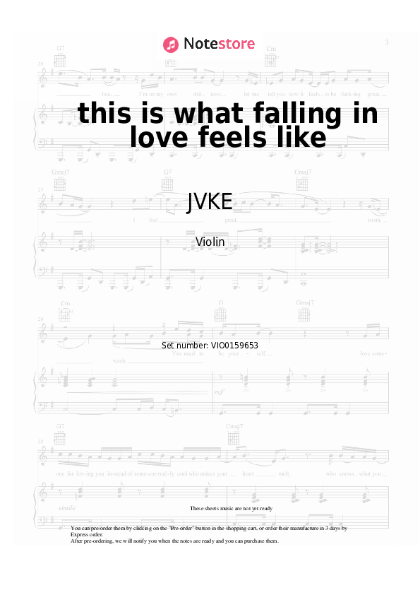 Notas JVKE - ​this is what falling in love feels like - Violín