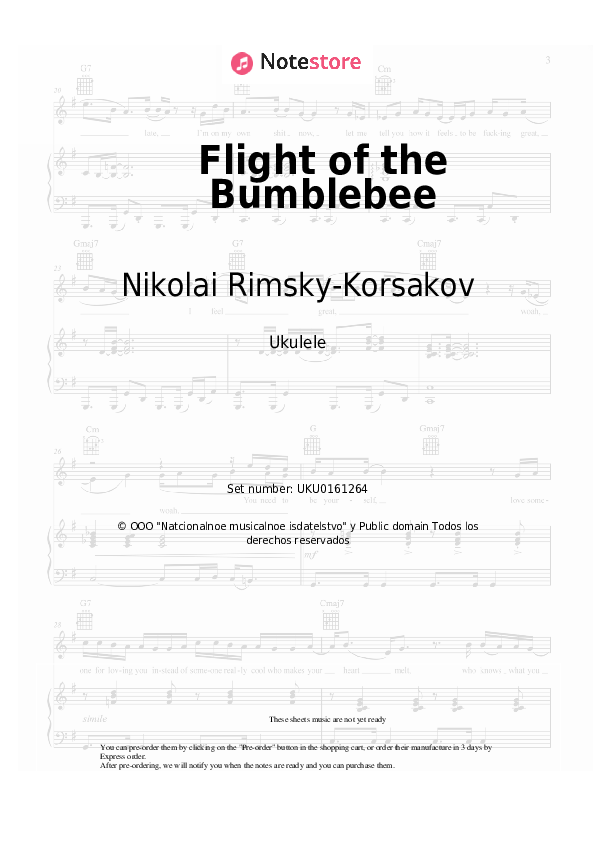 Notas Nikolai Rimsky-Korsakov - Flight of the Bumblebee - Ukelele