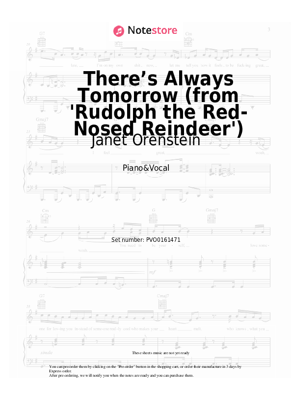 Partituras con voz. Janet Orenstein - There’s Always Tomorrow (from 'Rudolph the Red-Nosed Reindeer') - Piano&Vocal