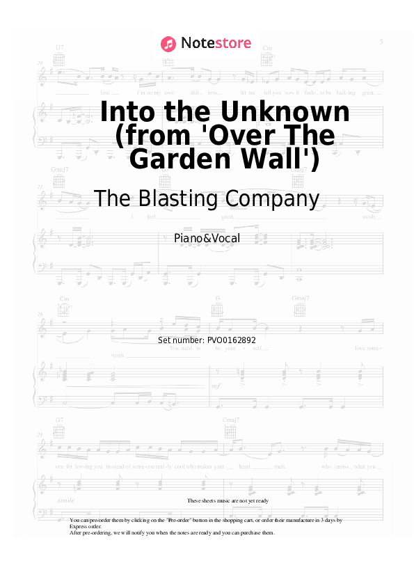 Partituras con voz. The Blasting Company, Jack Jones - Into the Unknown (from 'Over The Garden Wall') - Piano&Vocal