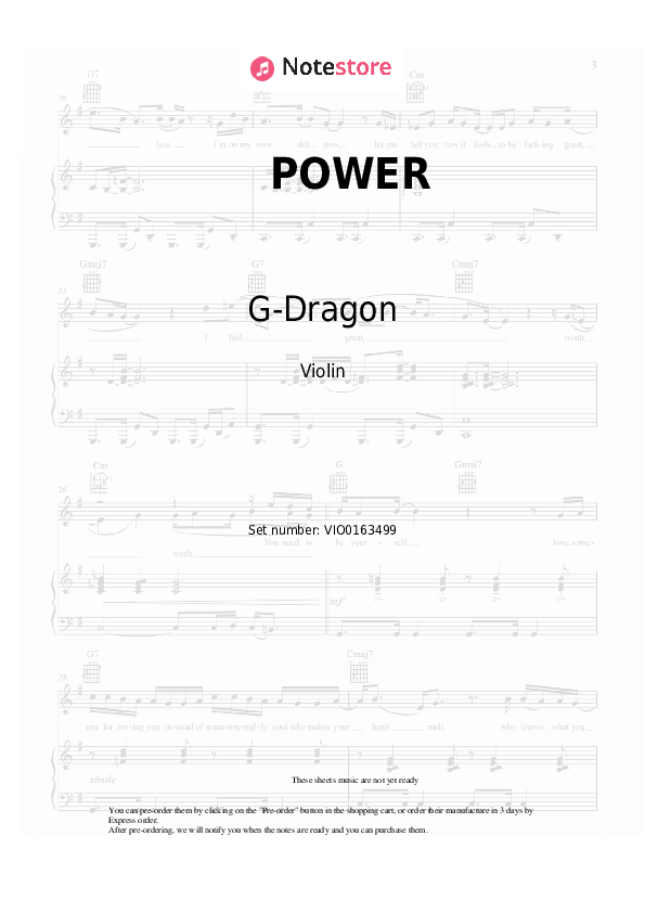 Notas G-Dragon - POWER - Violín