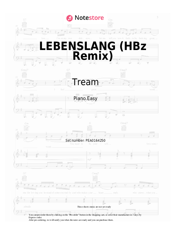 Notas ligeras Tream, HBz - LEBENSLANG (HBz Remix) - Piano.Easy