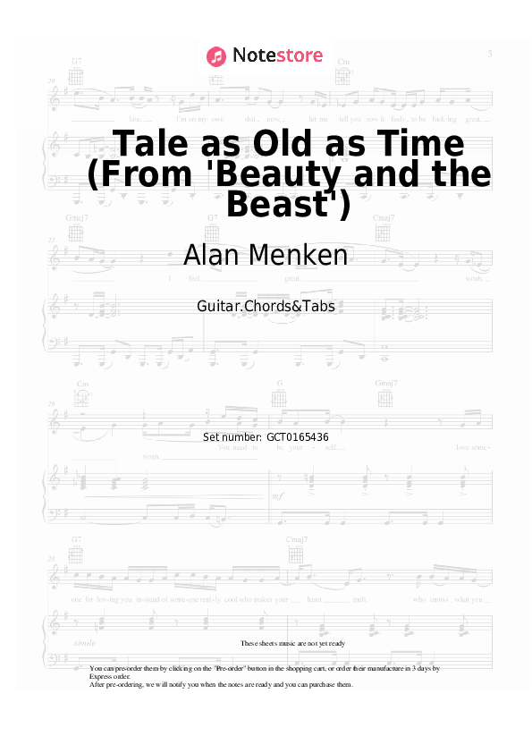 Acordes Alan Menken, Angela Lansbury - Tale as Old as Time (From 'Beauty and the Beast') - Guitar.Chords&Tabs