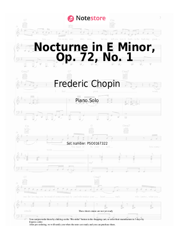 Notas Frederic Chopin - Nocturne in E Minor, Op. 72, No. 1 - Piano.Solo