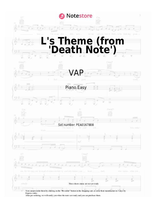 Notas ligeras VAP - L's Theme (from 'Death Note') - Piano.Easy