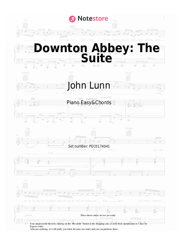 Notas y acordes fáciles John Lunn - Downton Abbey: The Suite - Piano.Easy&Chords