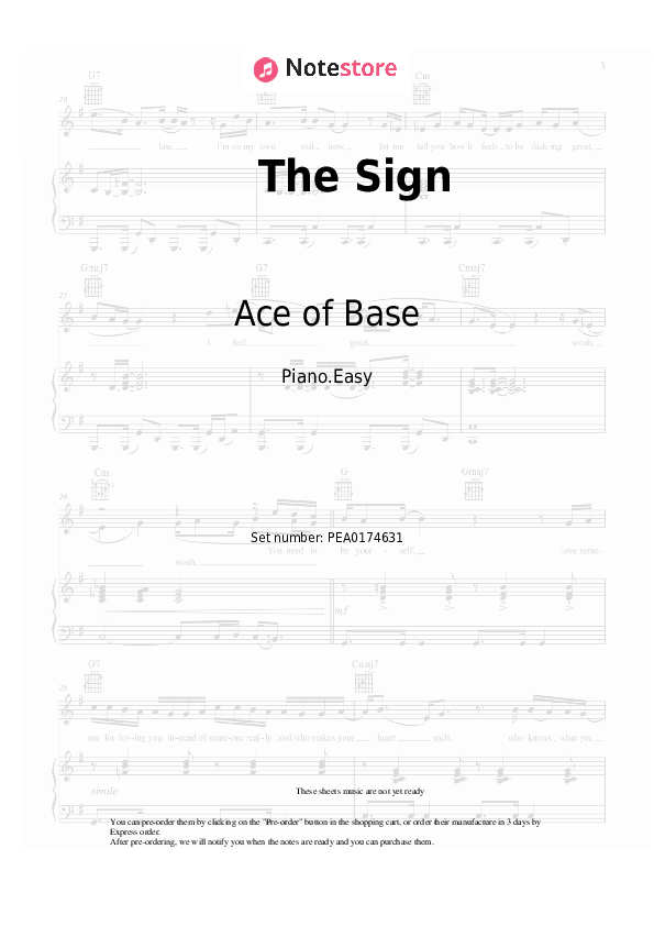 Notas ligeras Ace of Base - The Sign - Piano.Easy