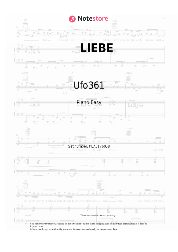 Notas ligeras Ufo361, Nina Chuba - LIEBE - Piano.Easy