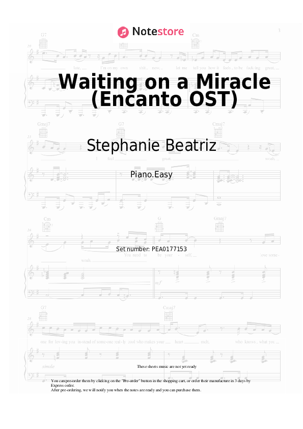 Notas ligeras Stephanie Beatriz - Waiting on a Miracle (Encanto OST) - Piano.Easy